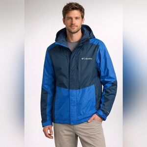 Columbia Men’s Winter Jacket Size M Blue Hooded Waterproof Outdoor Ski Coat Omni